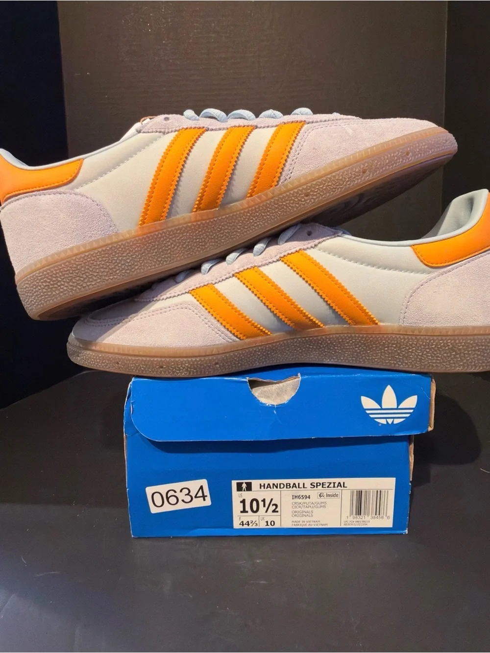 adidas Spezial Men’s Sneakers in Pale Pink with Orange Stripes